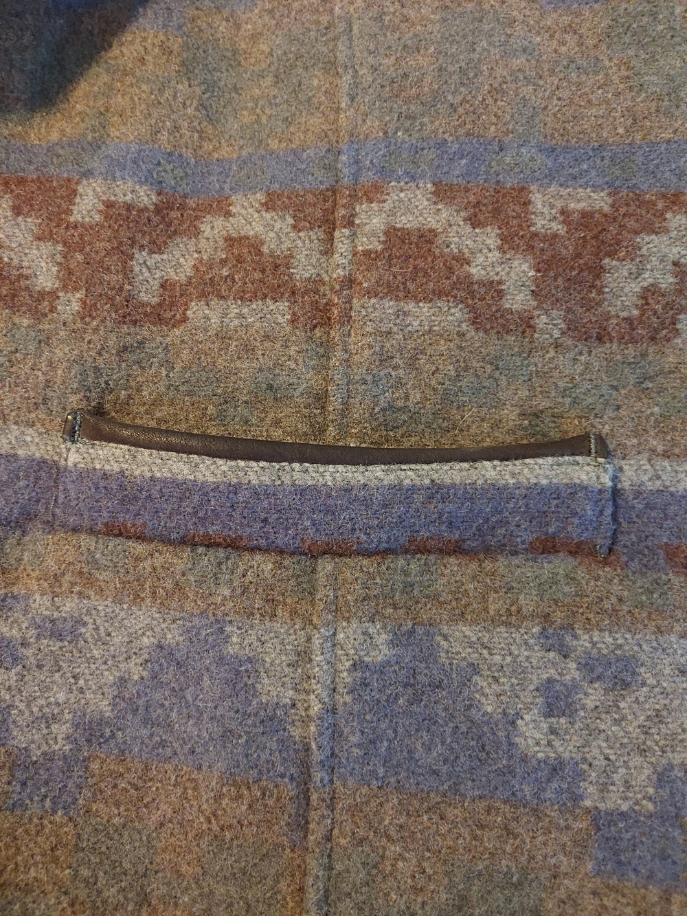 VTG Woolrich Aztec Southwestern Wool Blanket Jacket Suede Collar Lined - Picture 8 of 9